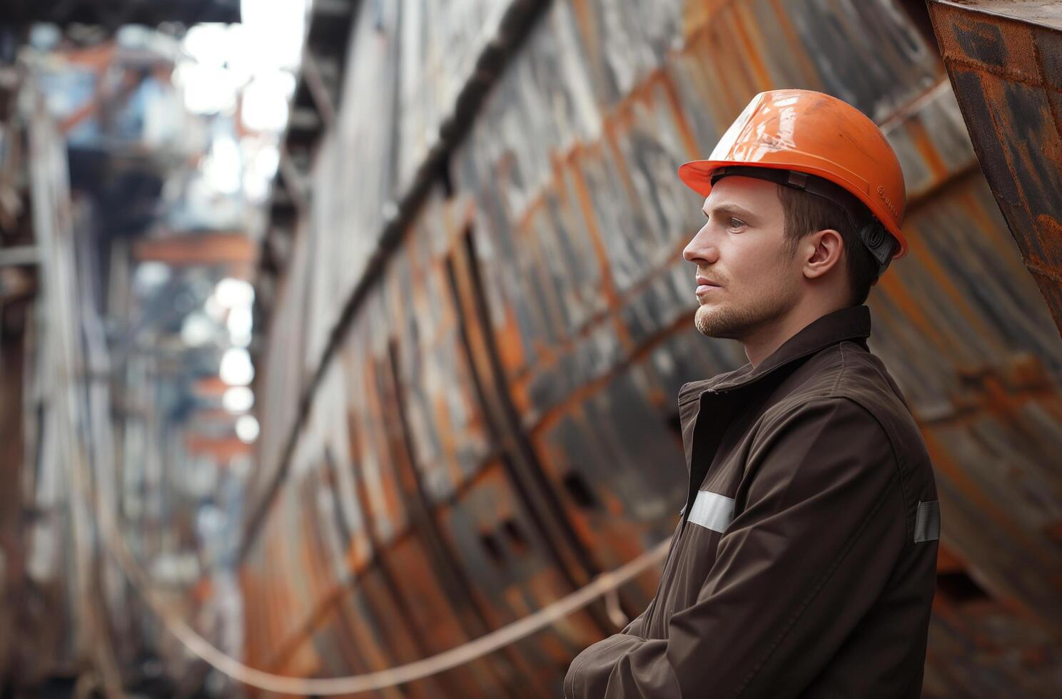 AI generated Reflective shipyard engineer photo