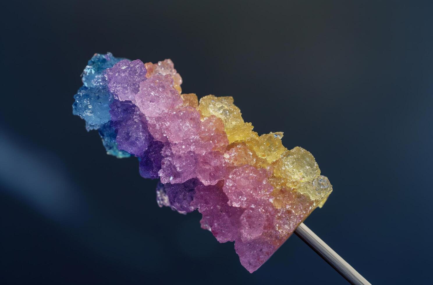 AI generated Sugar crystals skewer with color gradient photo