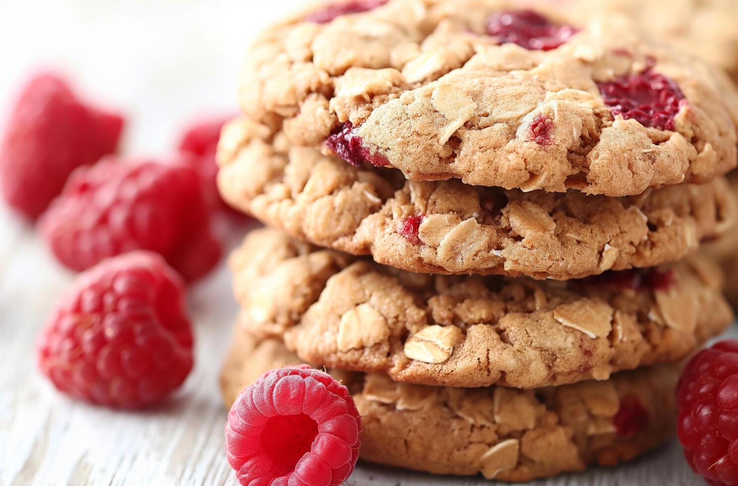 AI generated Oatmeal raspberry cookies photo