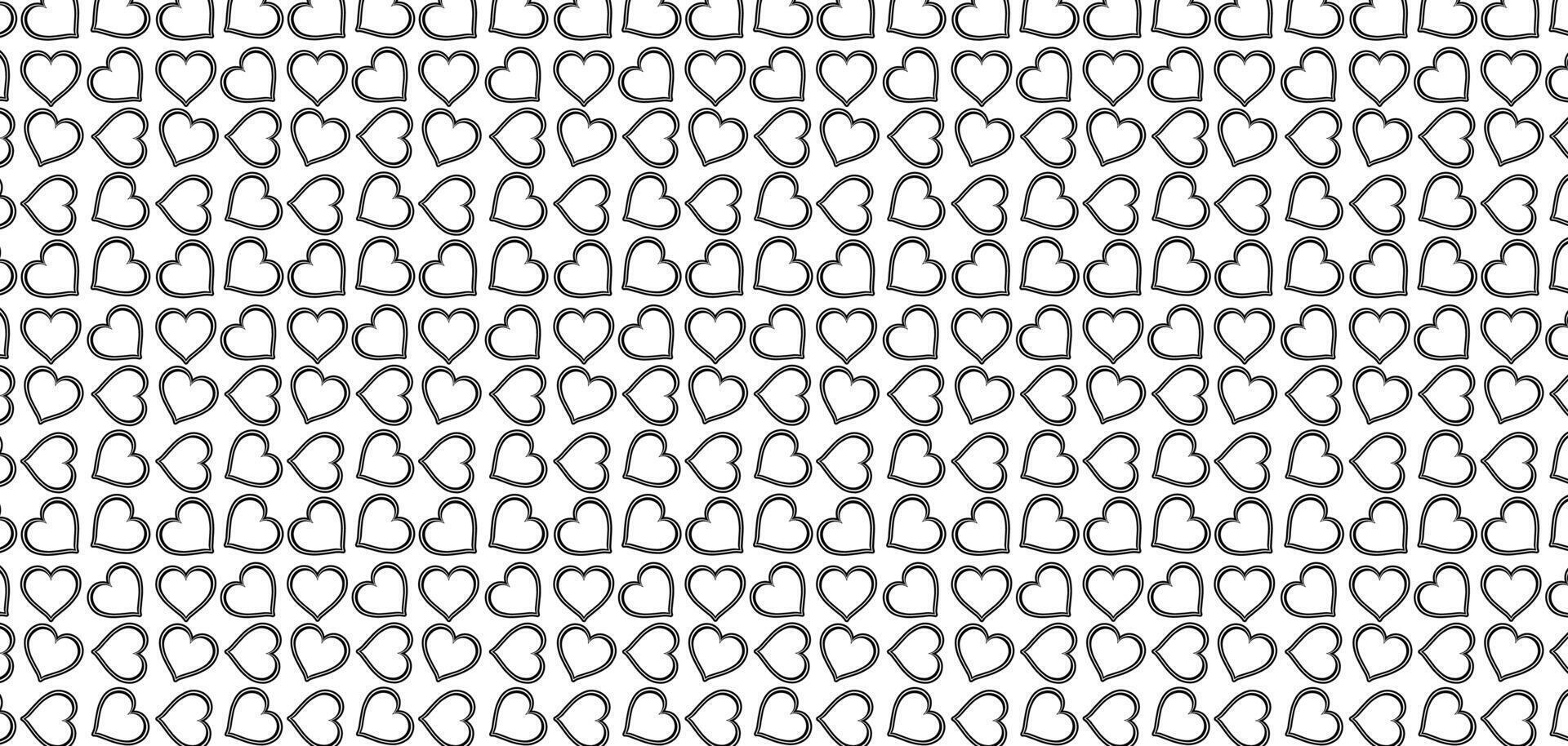 hand drawn doodle Hearts shape black line seamless pattern heart on white Abstract background vector illustration