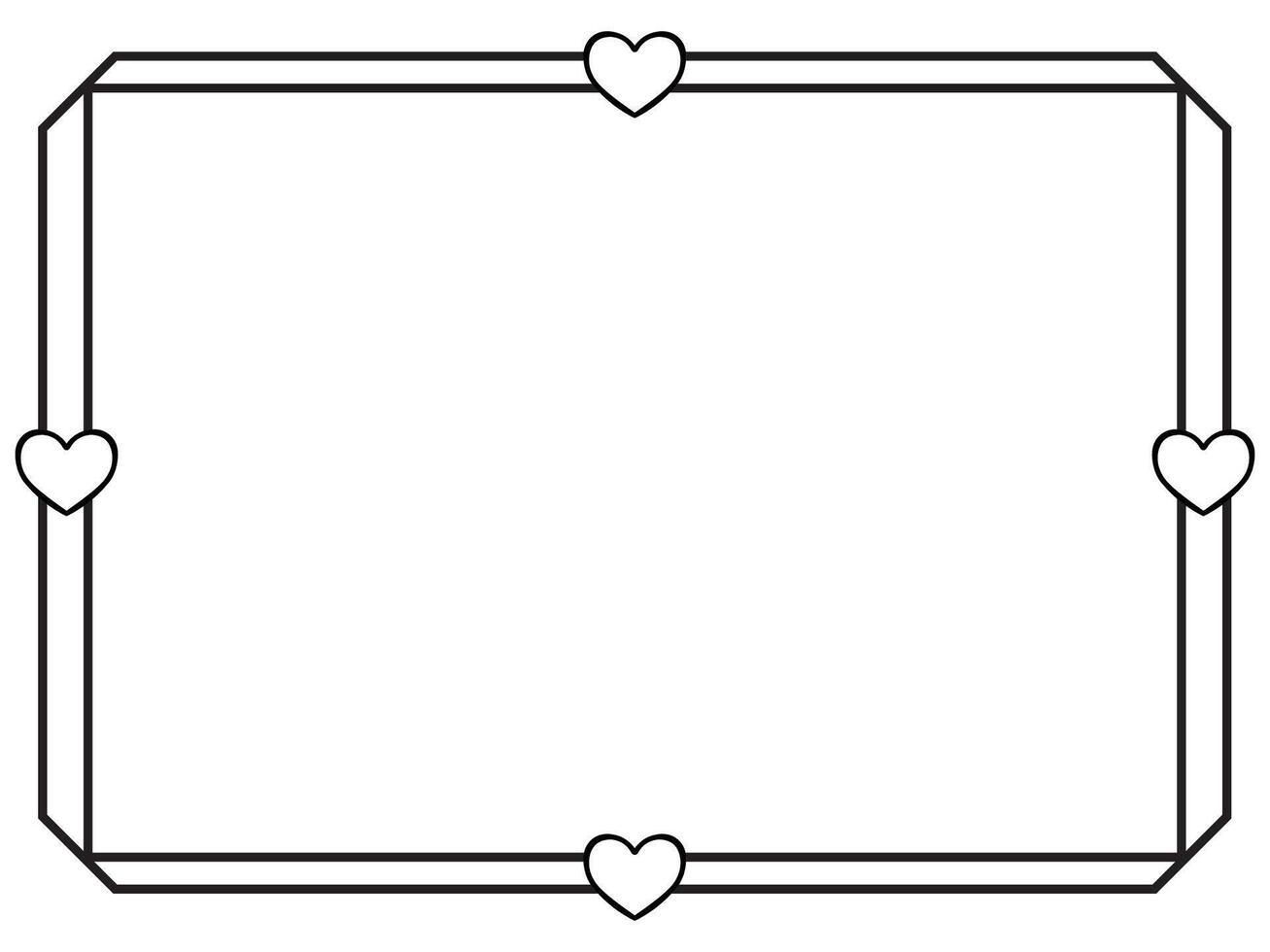 Hand drawn black lines art simple Horizontal heart shape border frame. Doodle sketch style decorative element vector for banner, poster, wedding