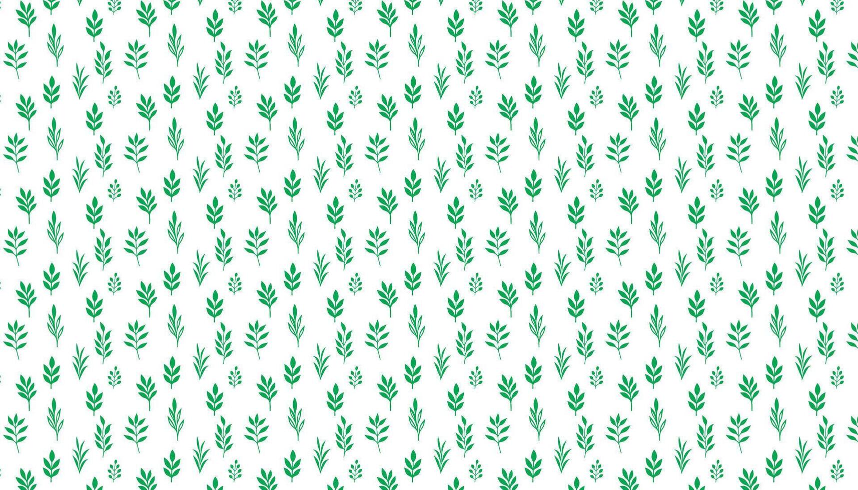 hand draw floral flower seamless pattern of green leaves Spring horizontal style Vector Design on a white background, Curtain, carpet, wallpaper, clothing, wrapping