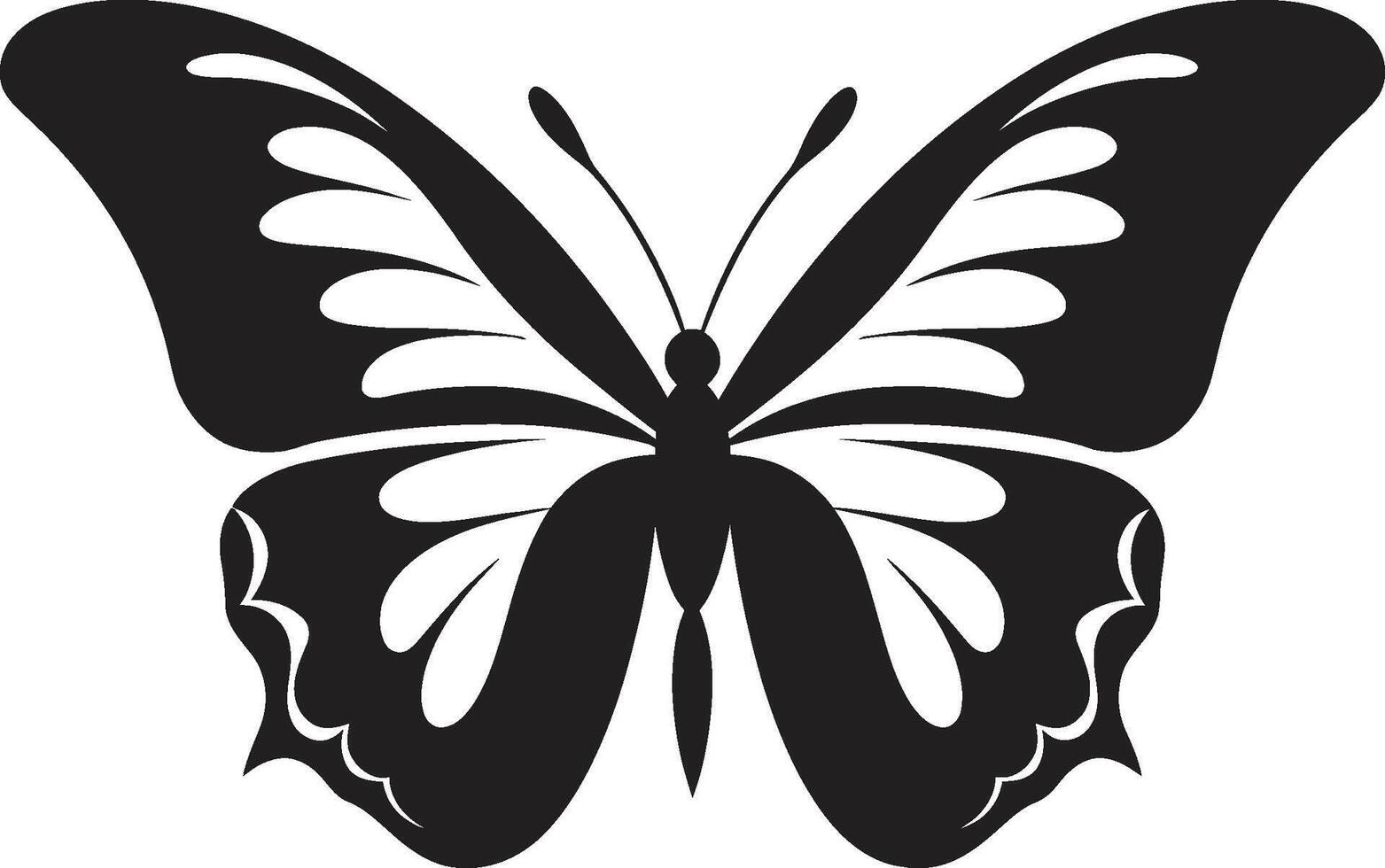 Serene Soar Black Butterfly Silhouette Majestic Flutter Iconic Emblem of Butterflies vector