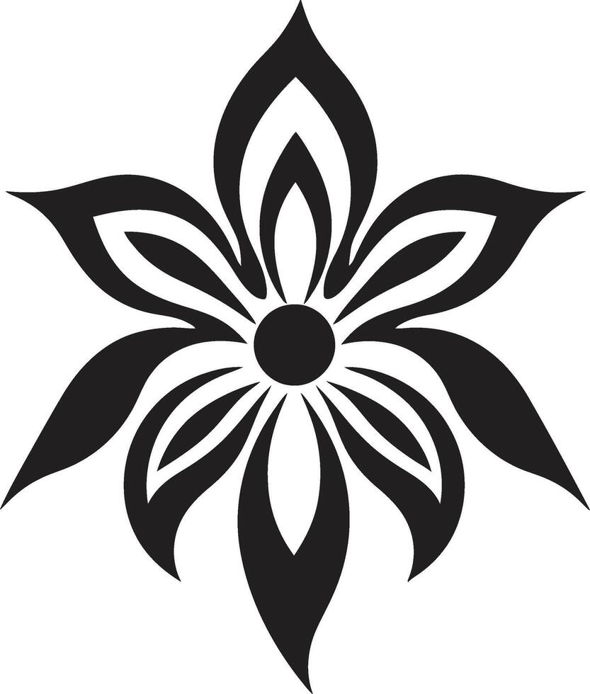 Monochrome Bloom Essence Iconic Symbol Singular Petal Silhouette Black Emblem vector