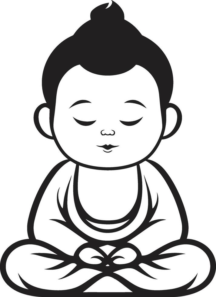 loto pequeño uno Buda niño emblema armonía cría dibujos animados Buda logo vector