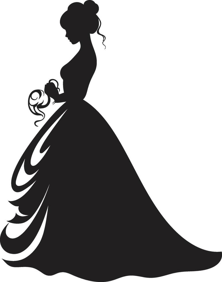 encantador novias aura negro emblema elegante belleza monocromo novia símbolo vector