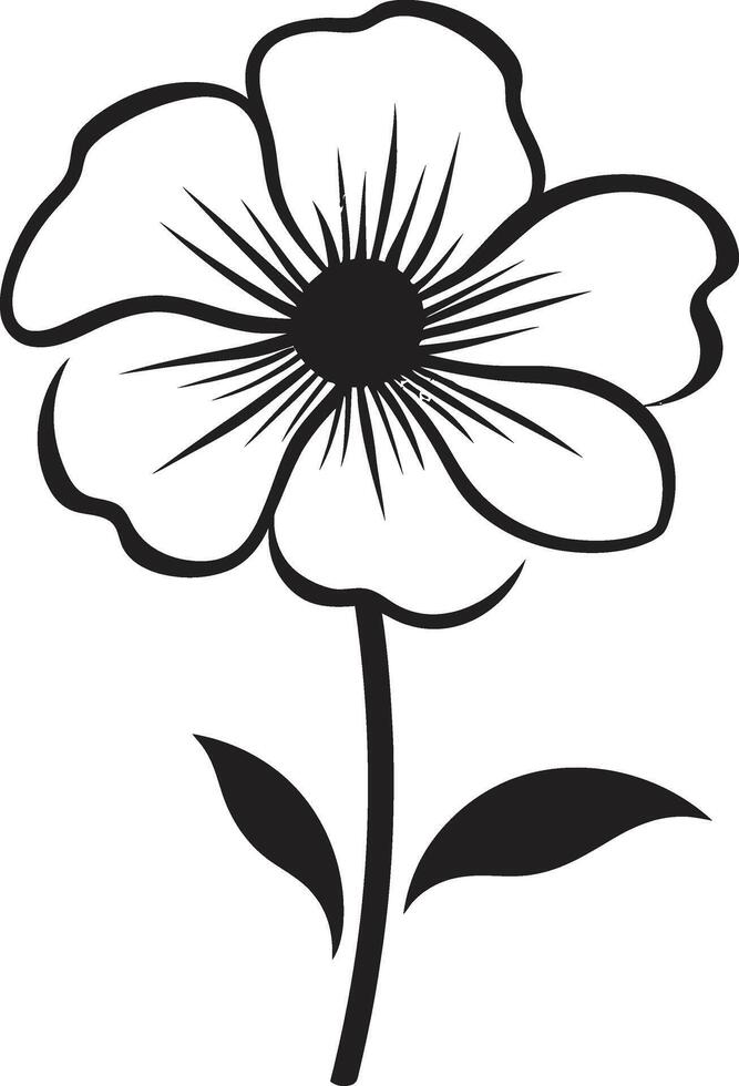 Sketchy Petal Outline Monochrome Design Symbol Artistic Bloom Sketch Hand Drawn Logo vector