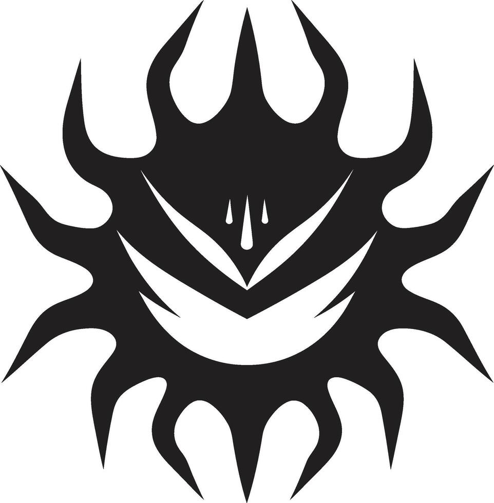 Solar Inferno Angry Suns Vector Wrath Rage filled Sunrise Angry Sun Icon in Black