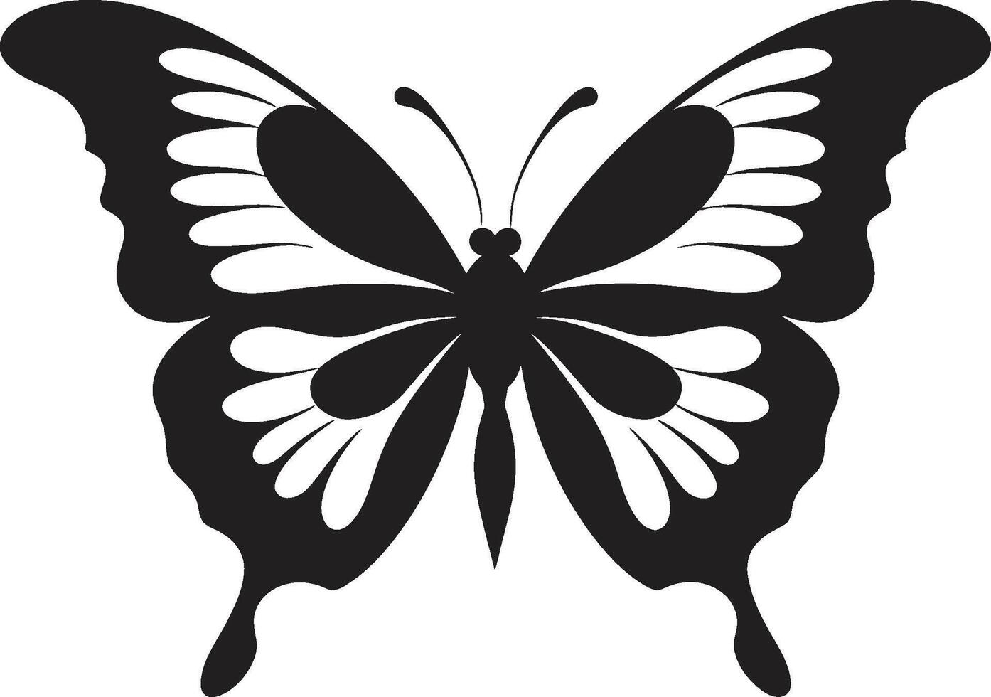 Enchanting Soar Butterfly Silhouette Icon Elegant Wingspan Vector Butterfly Emblem