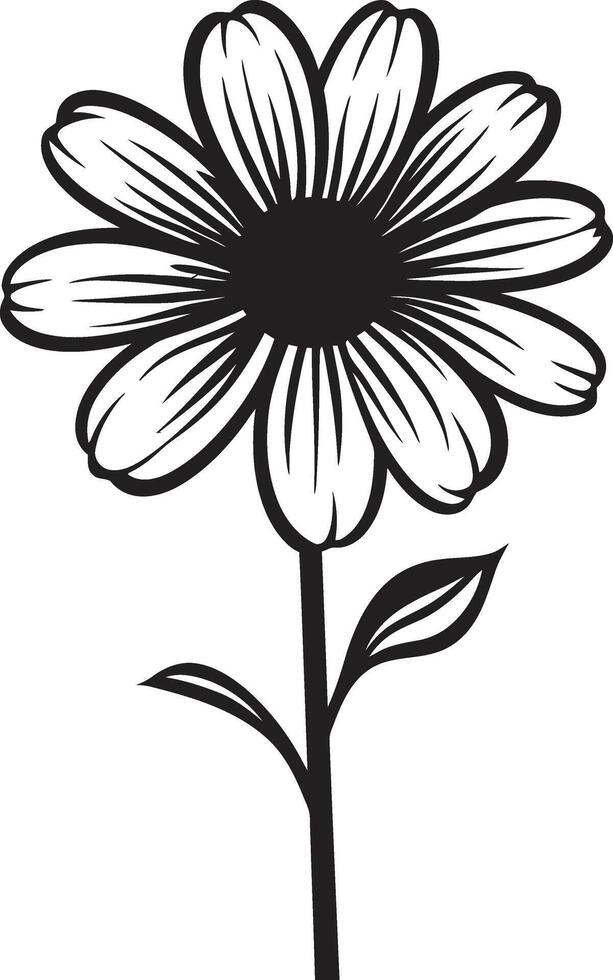 a mano floral elegancia negro vector emblema incompleto pétalo contorno monocromo diseño símbolo