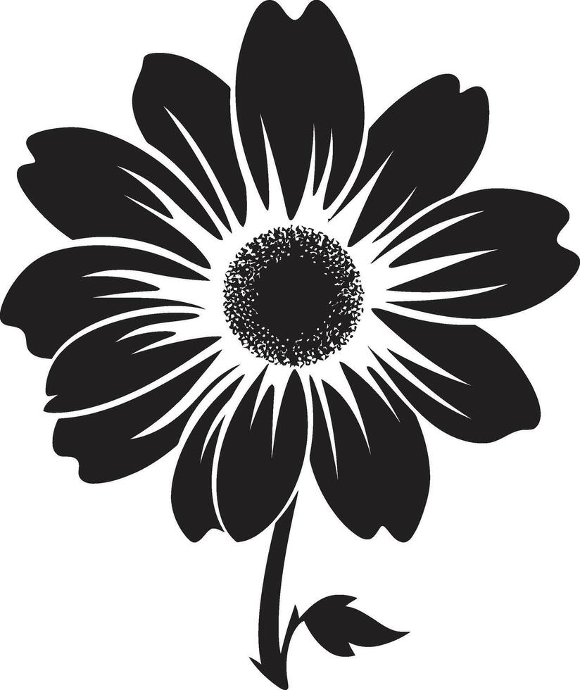 Robust Flower Framework Black Vector Symbol Thickened Blossom Boundary Monochrome Iconic Emblem