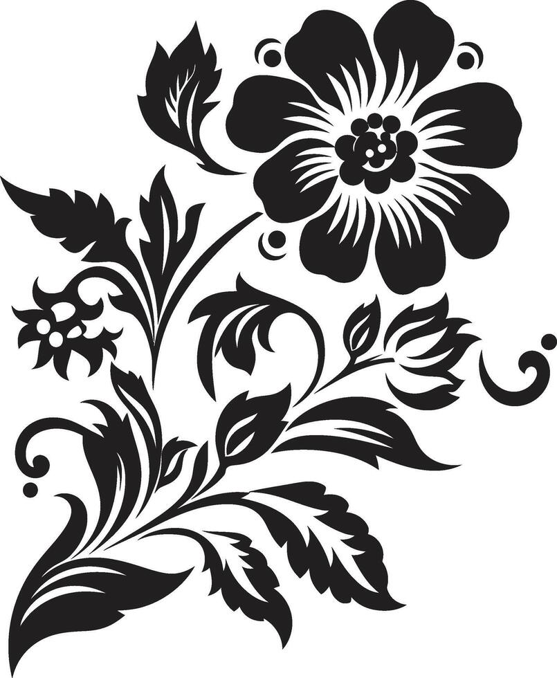 Simple Bloom Sketch Monochrome Logo Bold Botanical Icon Black Emblem vector