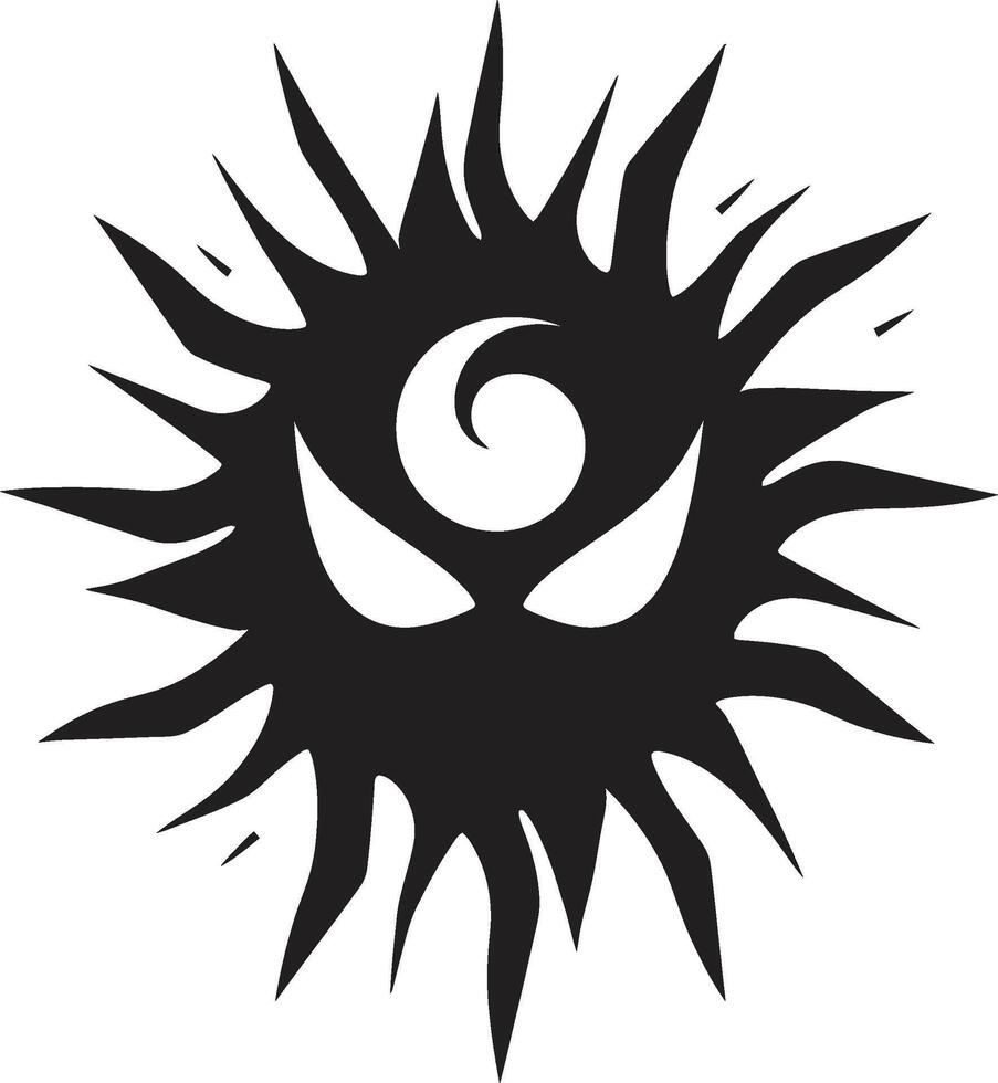 Infernal Outburst Angry Sun in Vector Furious Flare Black Angry Sun Icon