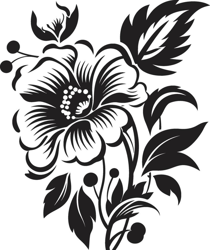 Simplistic Bloom Outline Monochrome Iconic Symbol Robust Petal Contour Black Design Sketch vector