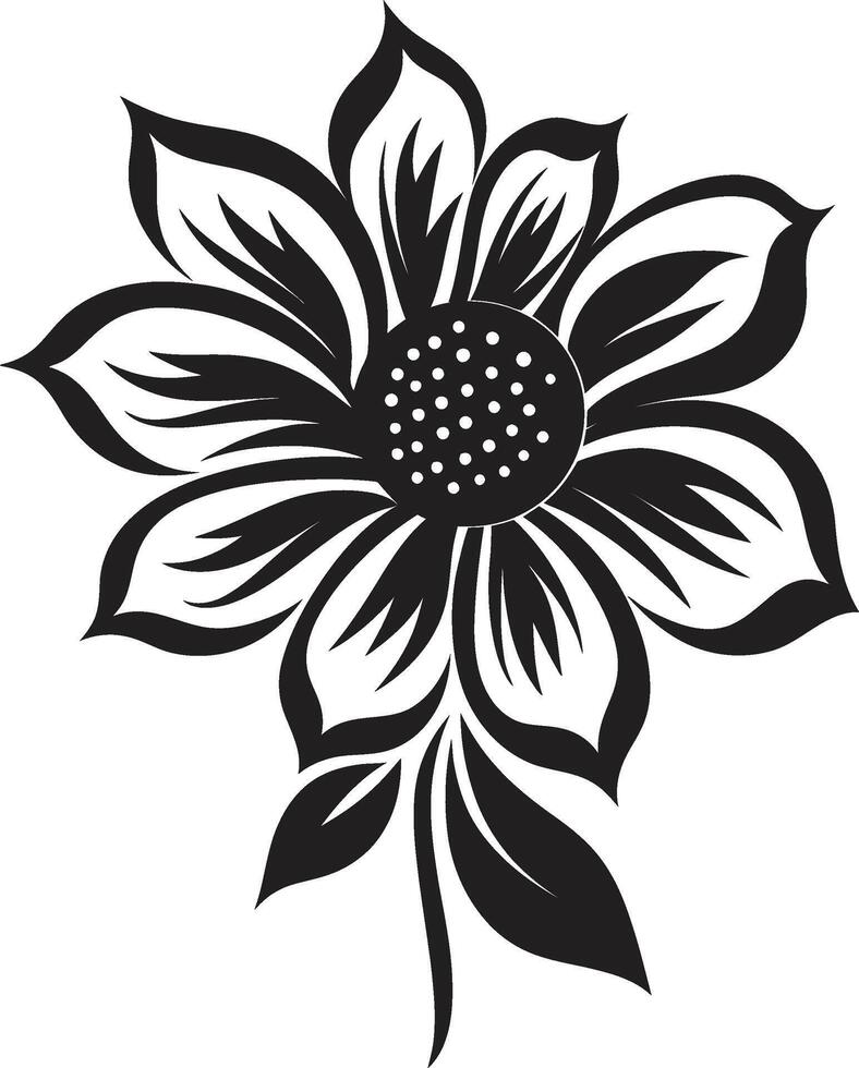 Bold Bloom Structure Monochrome Vector Frame Simplistic Petal Framework Black Iconic Emblem