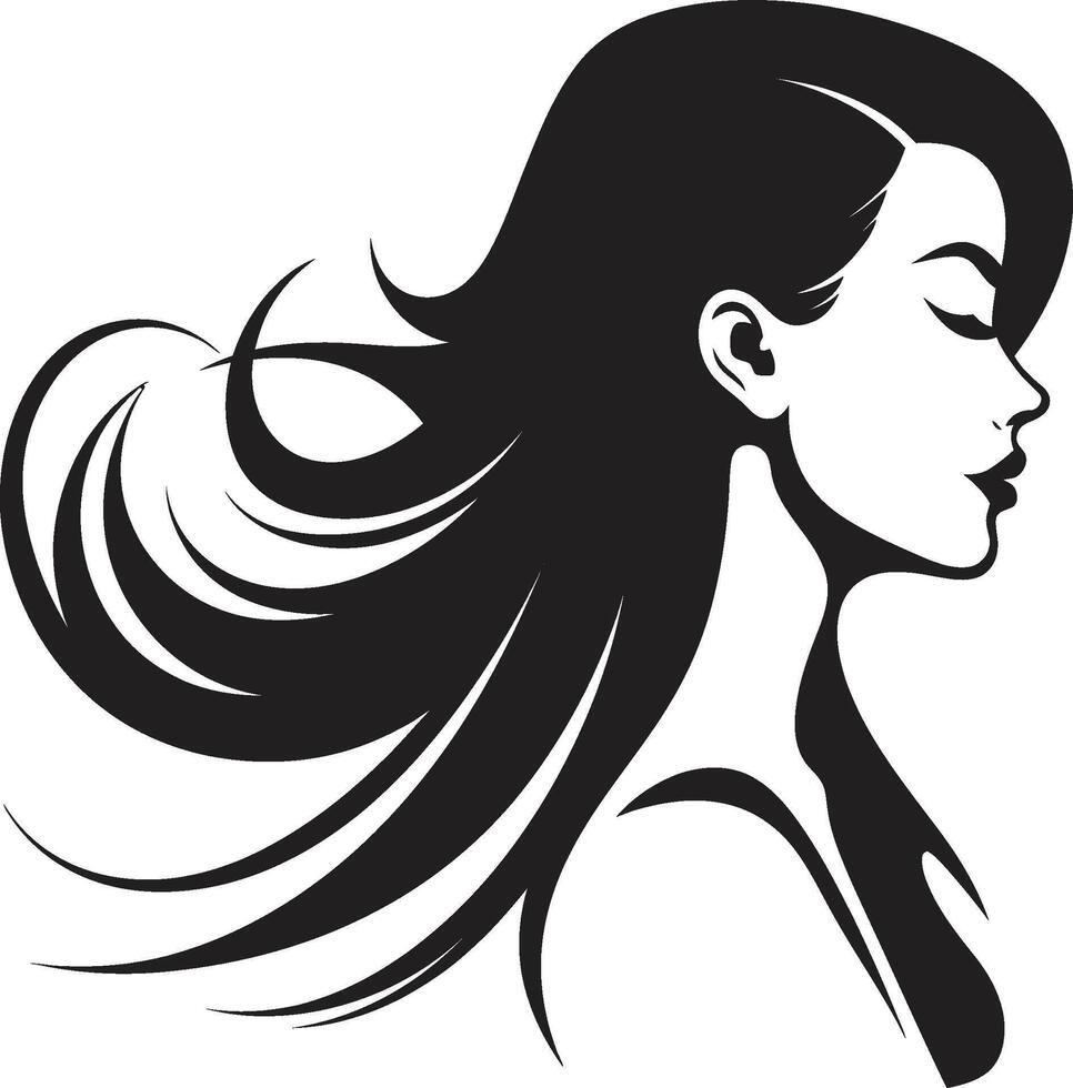 Mystical Persona Womans Silhouette Emblem Graceful Contours Black Beauty Silhouette vector