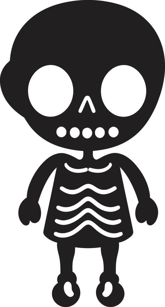 Funky Bone Pose Black Logo Icon Charming Skeletal Figure Full Body Icon vector