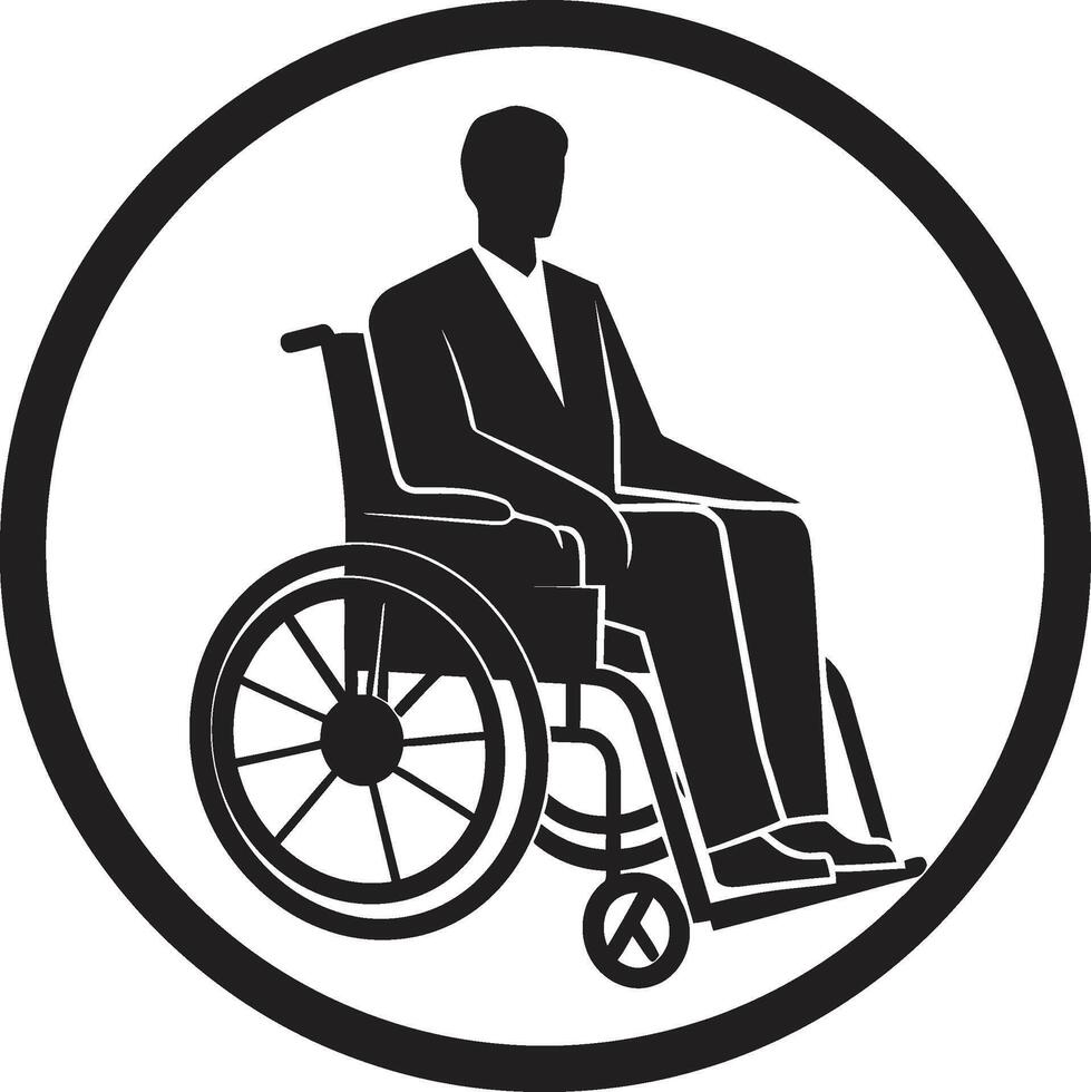 empoderamiento acceso discapacitado icono inclusivo ruedas vector negro emblema