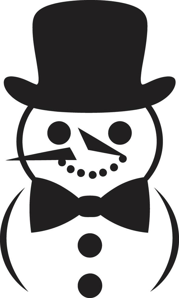 Frosty Flurry Cute Black Logo Snowman Smiles Black Vector Design