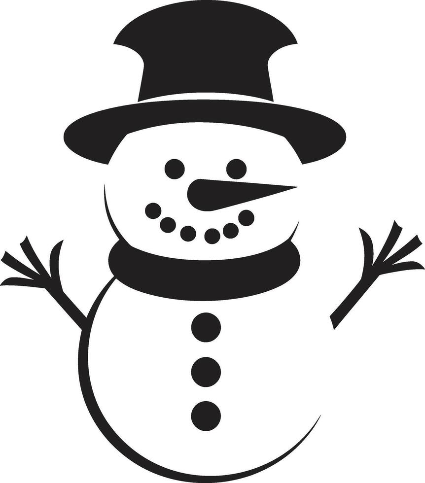 Frosty Flakes of Wonder Black Snowman Snowflake Serenade Cute Vector Icon