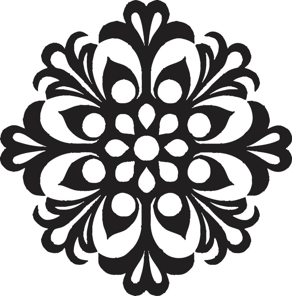 Baroque Splendor Black Filigree Icon Luxurious Etchings Vintage Emblem Design vector