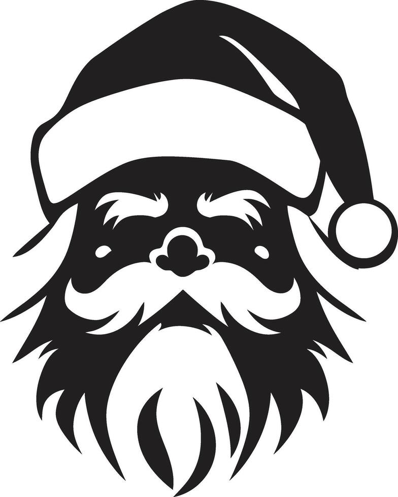 Cool Yule Icon Black Design of Santa Vector Iced Out Santa Black Logo of Cool Vector Santa