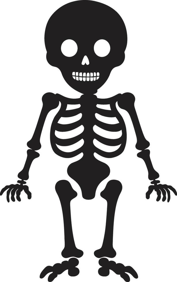 Silly Skeletal Mascot Black Logo Design Cartoonish Skeleton Cute Vector Icon