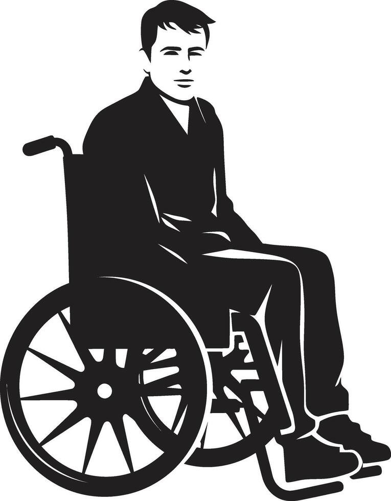 Inclusive Wheels Vector Black Emblem Equality Roll Wheelchair Icon Design
