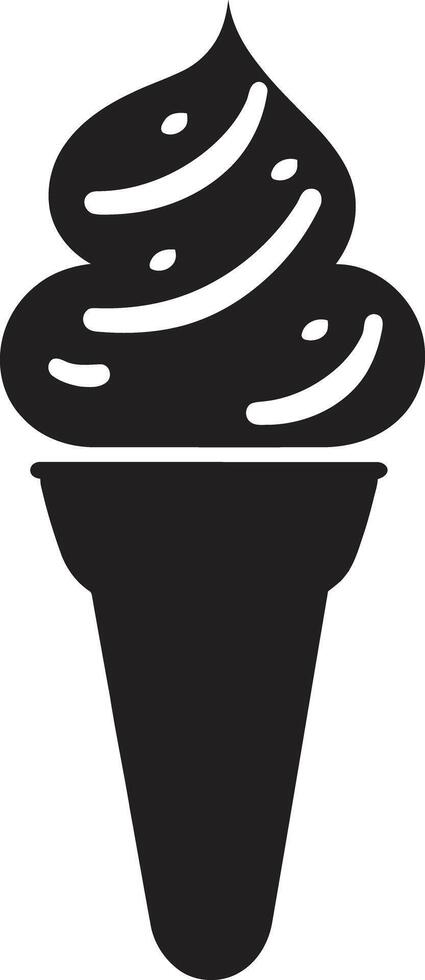 Tasty Swirls Black Icon Cone Design Creamy Waves Ice Cream Cone Logo vector