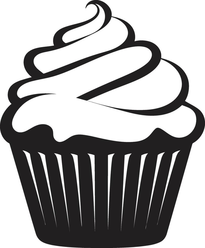 Tasty Treats Black Vector Icon Cupcake Baked Perfection Vector Black Logo Cupcake