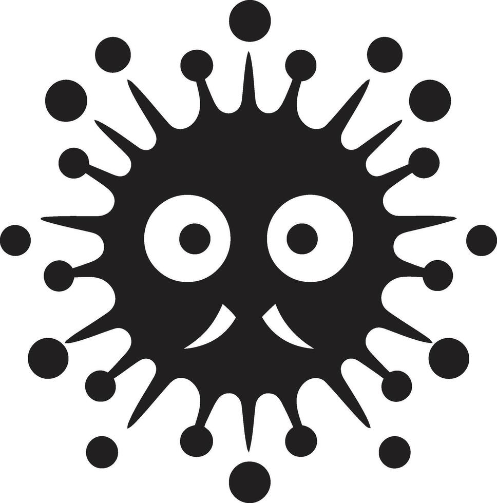 Chirpy Pathogen Charm Black Icon Design Whimsical Virus Joyride Cute Black Logo vector