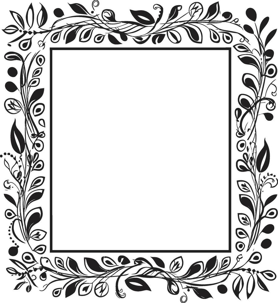 Abstract Intricacy Artistic Decorative Frame Vector Fusion of Styles Black Frame Icon in Vector Design