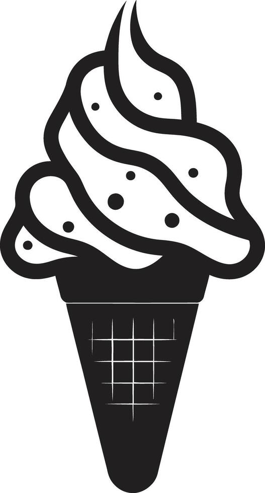 escarchado tentación negro cono icono cucharadas de felicidad hielo crema negro logo vector