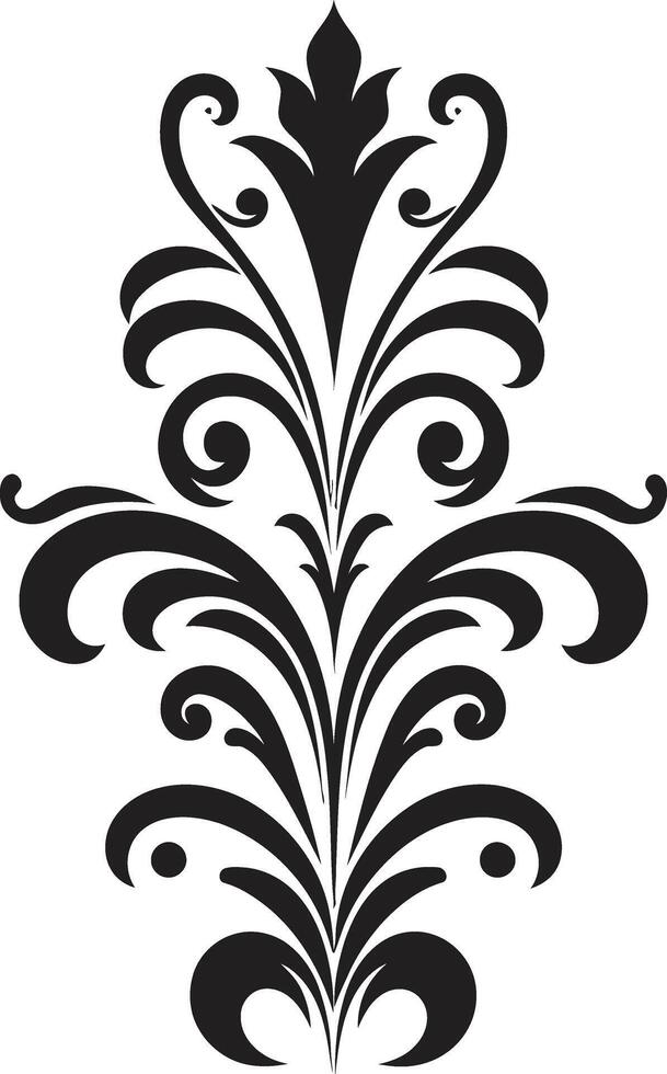 Antique Craftsmanship Black Logo Icon Elegant Detailing Vintage Filigree Emblem vector