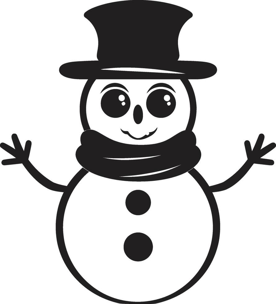 Playful Snowy Wonder Black Vector Fluffy Frosty Joy Cute Icon Design