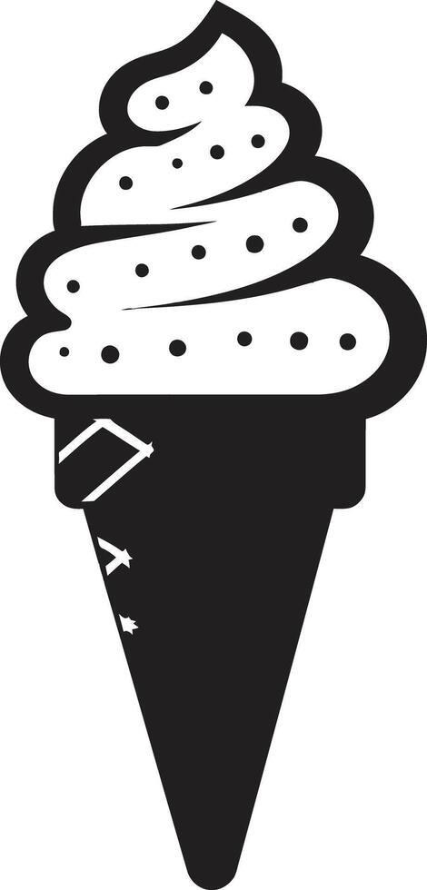 Satisfying Swirls Ice Cream Cone Icon Chilled Elegance Black Cone Emblem vector