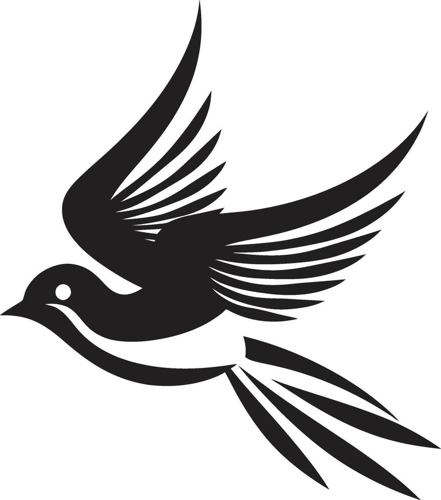 Dynamic Ascend Cute Black Bird Logo Ethereal Wingspan Flying Bird Vector