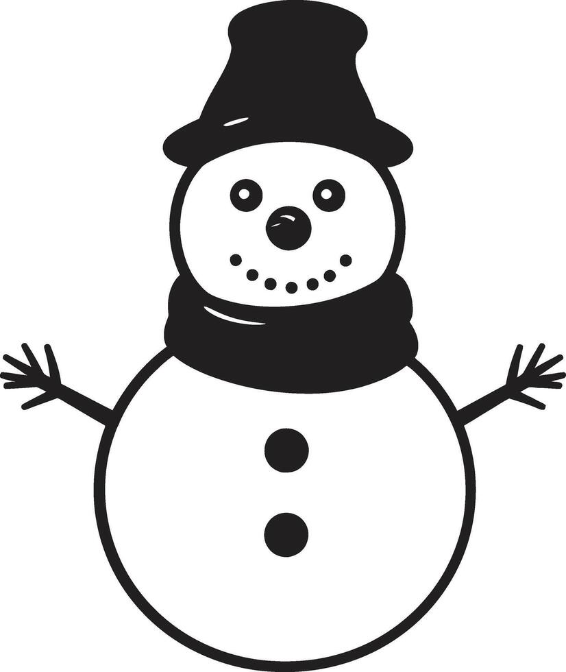 Snowy Whimsical Fun Cute Logo Icon Frosty Flakes of Wonder Black Snowman vector