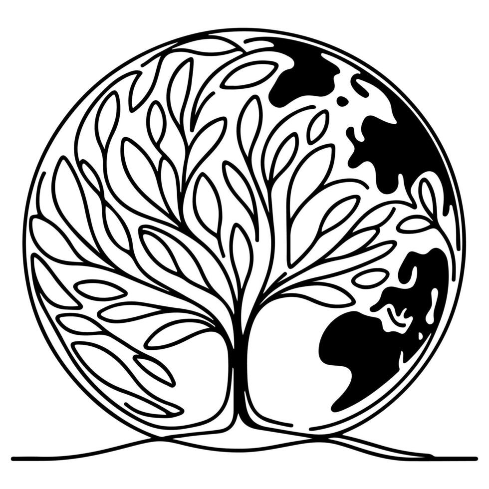 eco earth planet icon doodle black circle of globe world environment day hand draw outline earth day to reduce global warming growth concept vector illustration