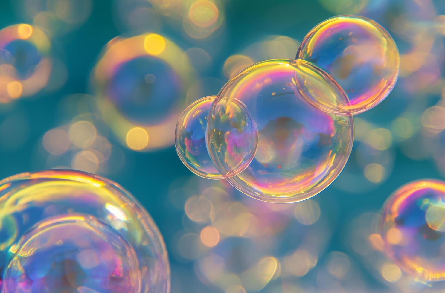 AI generated Iridescent soap bubbles photo