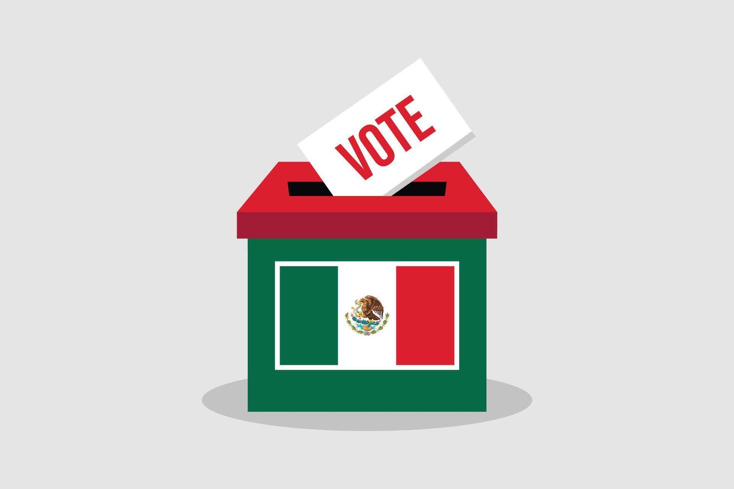 A flat vector illustration of a Ballot Box. Mexico General elections. Every Vote Counts. June, 2024.