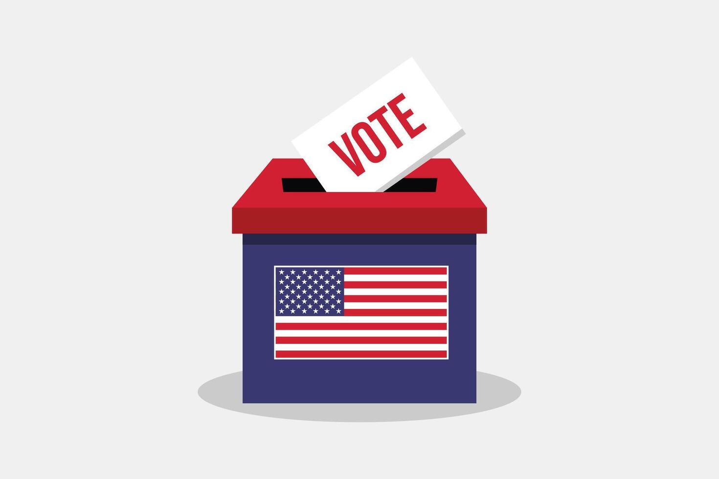 A flat vector illustration of a Ballot Box. USA presidential elections. Every Vote Counts. November 5, 2024.