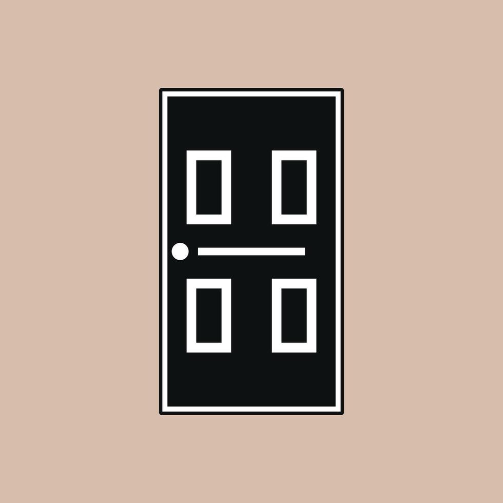 Door icon, flat vector black silhouette illustration of a simple door.