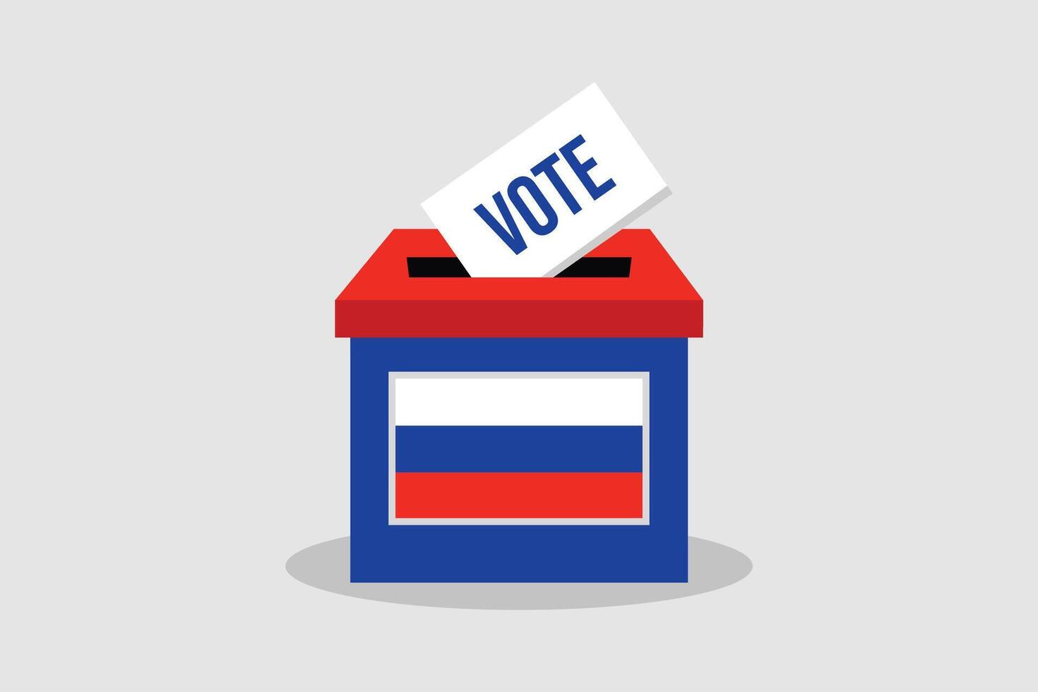 A flat vector illustration of a Ballot Box. Russia Presidential elections. Every Vote Counts. March, 2024