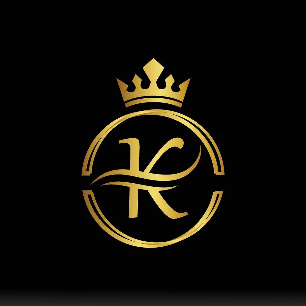 K Letter Luxury Business Logo. Gold gradient with a crown. vector