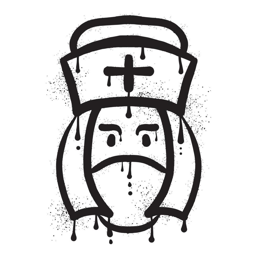 Nurse graffiti drawn with black spray paint art vector