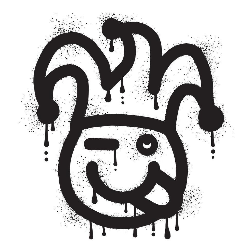 Fool jester graffiti with black spray paint vector