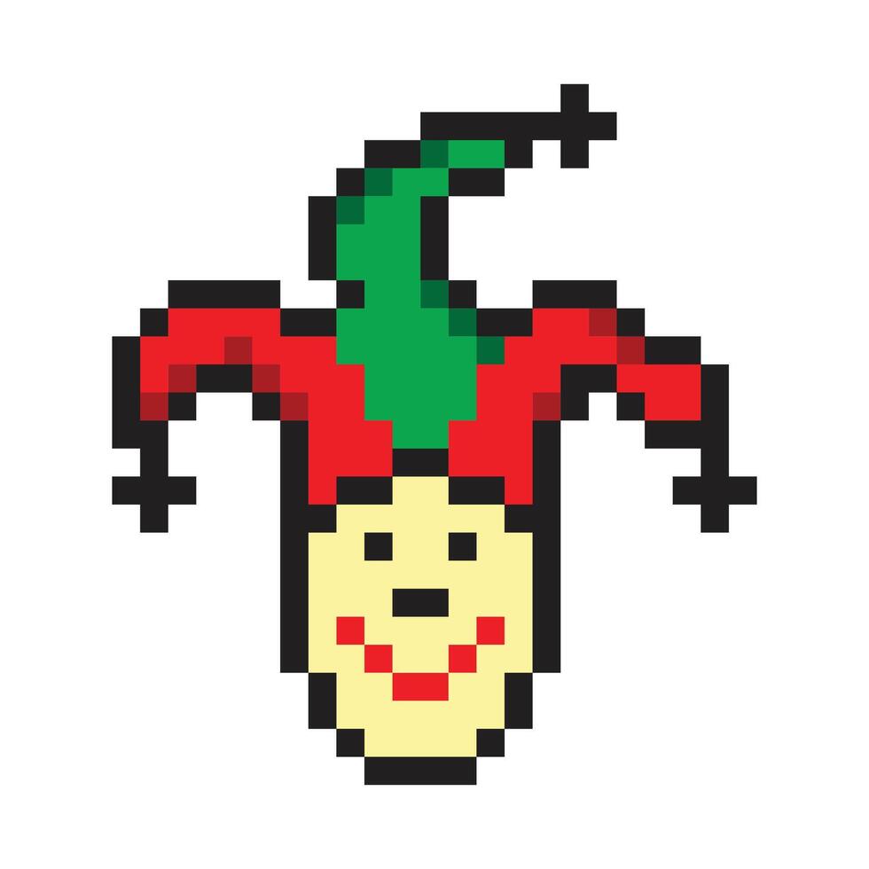 Fool jester in pixel art style vector