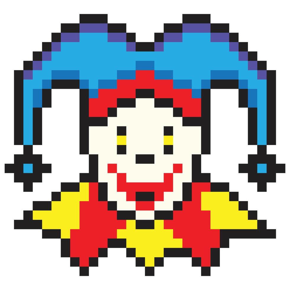 Fool jester in pixel art style vector