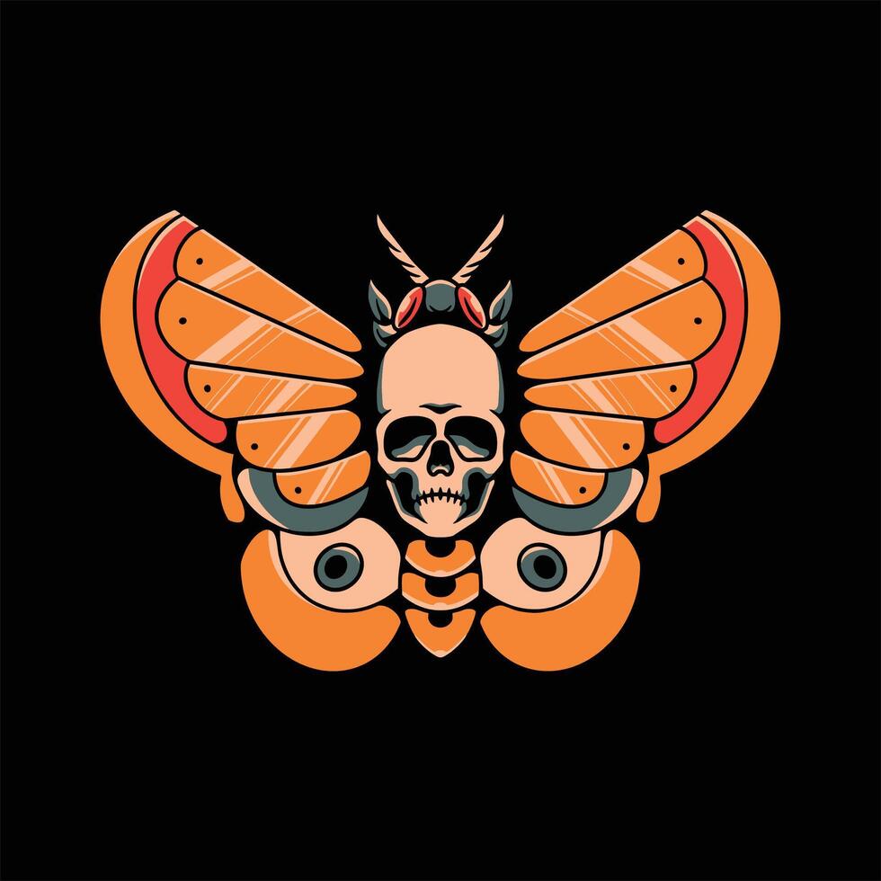 muerto mariposa tatuaje vector diseño